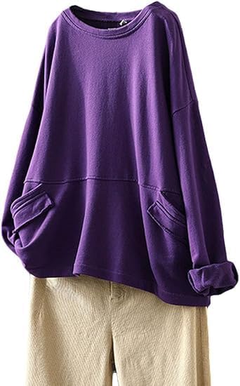 Minibee Women's Oversized Sweatshirt Crewneck Long Sleeve Cotton Pullover Tops with Pockets