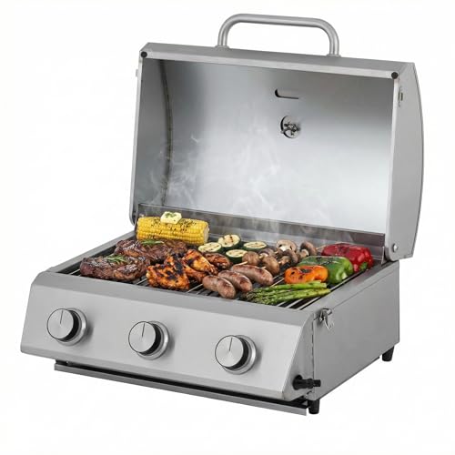 Tarrington House Tisch-Gasgrill CATHAN, 3-Brenner-Gasgrill, Grillrost edelstahl. Tischgrill für Outdoor Balkon, Camping, silber 3 Tarrington House Tisch-Gasgrill CATHAN, 3-Brenner-Gasgrill, Grillrost edelstahl. Tischgrill für Outdoor Balkon, Camping, silber