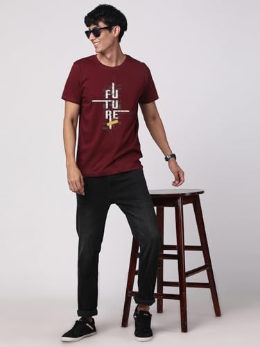Image of ADRO Men's Graphic Printed 100% Cotton T-Shirt - Regular Fit, Printed T-Shirts for Men