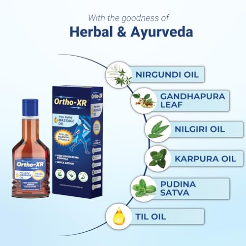 Image of Ortho XR Ayurvedic Pain Relief Massage Oil 55ml | Special Warming Formula for Quick & Long-Lasting Relief from Body, Joint, Muscle, Back, Knee & Shoulder Pain (3)