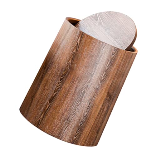 Didiseaon Cubo De Basura Grande 15l Tapa Abatible, Plástico Pp Resistente, Diseño Imitación Madera, Para Cocina, Baño y Oficina, Complementos Domésticos Prácticos y Decorativos