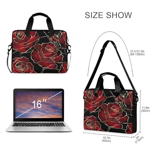 Maletín para portátil elegante con flores negras 15.6" miniatura 5