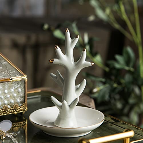 Wanya Ceramic Coral Ring Holder, White Tree Ring Dish For Jewelry, Christmas Gifts For Women Girls Birthday Wedding Graduation Valentines Bday Gift #TOP3