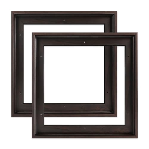 Image of 0.9 inch Deep Floater Frame for 8x8 Canvas Paintings Art,Black Brown | Set of 2,Easy Framing,Floating Frame for Artists Designers Landscape Portrait Artwork,Modern Home Office Kitchen Wall Decor