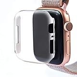 Leotop Compatible with Apple Watch Case 40mm 44mm, PC Hard Clear Screen Protector Full Cover Thin Snap-On Anti-Scratch Lightweight Bumper Compatible iWatch Series 6 5 4 SE (Clear, 40mm)