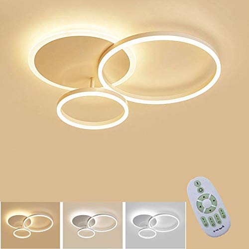 LED De techo, 54W 5000lm aluminio lámpara del techo, Con mando a distancia regulable, sala de estar dormitorio Cuarto de los niños LED moderna luces de techo L65 * W50 * H8cm [Clase energética A ++] Cover