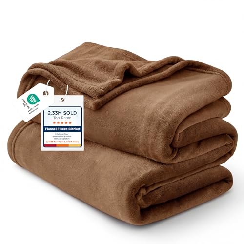 Image of Bedsure GentleSoft Brown Throw Blanket for Couch - 300GSM Soft Cozy Fleece Blankets for Home Decor Gifts, 50x60 Inches