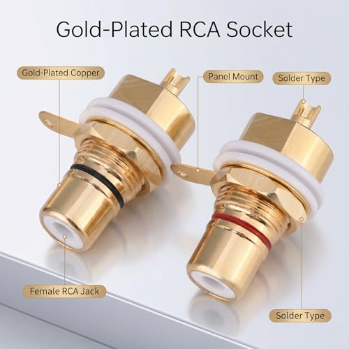 Zerone 2 Pcs Terminal de Audio RCA Dorado miniatura 6