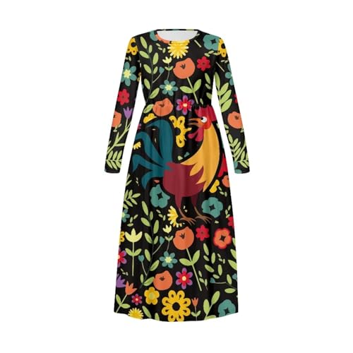 Girl Casual Long Sleeve Dresses Crewneck Casual Loose Dresses Maxi Floor Length Dresses Breathable3