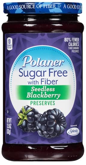 Miniatura 2 de Polaner Conservas sin semillas sin azúcar con fibra, mora y frambuesa. 13.5 onzas (paquete de 2) - con esparcidor Make Your Day