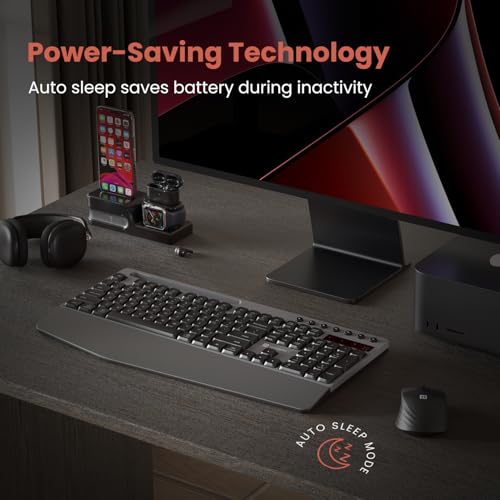 Image of Portronics Key10 Combo Wireless Keyboard and Mouse Set with Wrist Rest, Multimedia Hotkeys, USB Receiver, Adjustable DPI, AI Assistance, Long Key Life & Click Life for PC & Laptop (Grey)