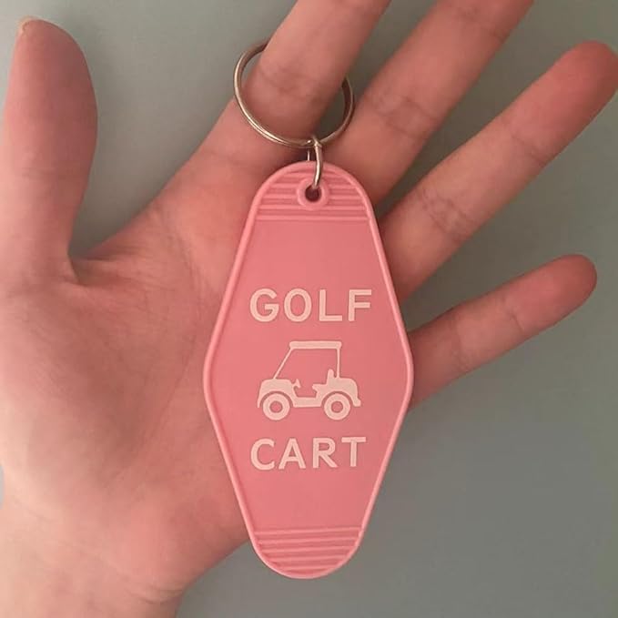 Image of 2pcs Golf Cart Keychain Plastic Retro Motel Golf Cart Key Chain for Women Men