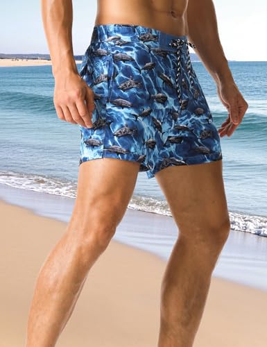 Men's Bathing Shorts Quick Dry with Cargo Pockets Lightweight Swim Trunks2