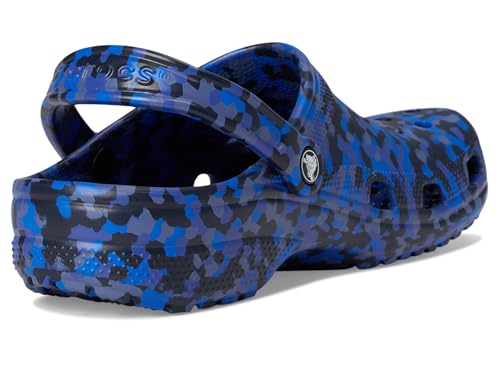 Image of Crocs Unisex Classic Marbled Tie-Dye Clog, Blue Bolt /Multi Confetti, 13 Women /11 Men, Medium