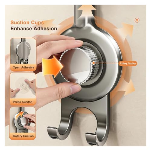 Support de douche ventouse réglable amovible orientable gris - 4