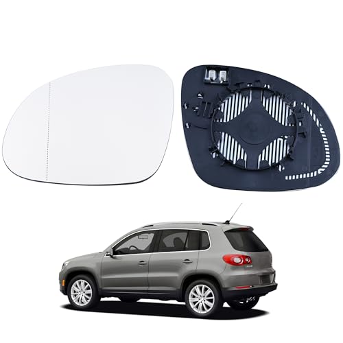 Image of Passenger Side Heated Side Mirror Glass Replacement OEM 5N0857521 Compatible with VW Tiguan 5N 2007-2016, Skoda Yeti 2009-2017, Skoda Sharan 2010-2022, Seat Alhambra 2010-2020