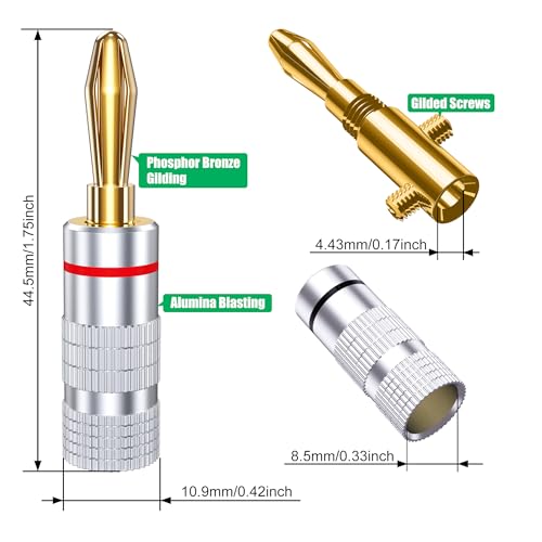 Banana Plugs para Altavoces 4mm 6 Piezas Oro miniatura 2