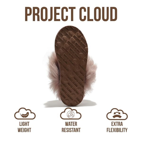 Image of Project Cloud Genuine Leather Slippers for Women with Genuine Fur Lining, Non-Slip Indoor /Outdoor Clog Mule Slippers, Memory Foam Insole