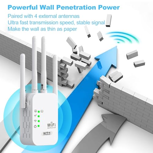 Repetidor WiFi,Amplificador señal WiFi, última tecnología de 4Antenas para una Cobertura Total, 300Sq.in área de Cobertura, soporta hasta 25 Dispositivos,Equipado con 2 Puertos Ethernet,Repetidor WiFi - imagen 4