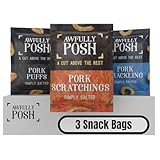 Awfully Posh Pork Snacks Pack of 3 Bundle | Scratchings, Cracklings, and Puffs | Made Using Prime Cuts, No Nasties | A Bag of Perfectly Even Strips of Meaty Goodness | A Cut Above the Rest!