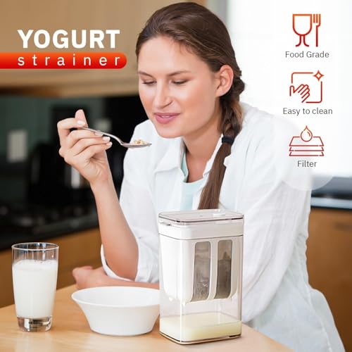 Image of Xmart India Greek Yogurt Maker 1100ML with Strainer & Lid, Hung Curd Maker, Whey Separator for Homemade Yogurt, Cheese & Shrikhand, Kitchen Storage Container