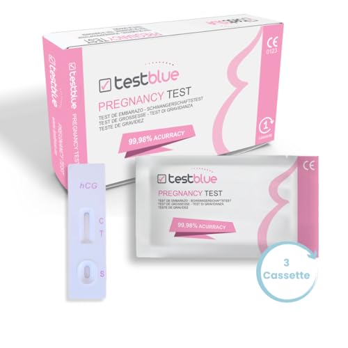 TestBlue Test De Embarazo Alta Sensibilidad – 3 Tests Formato Cassette – Prueba De Embarazo Con Resultado Preciso Y Rápido – Detección Temprana Confiable E Inteligente