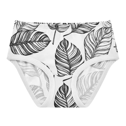 Toddler Underwear Custom 2t Cotton Panties for Girl Colorful Briefs Girls Undies Tropical Leaves Black White
