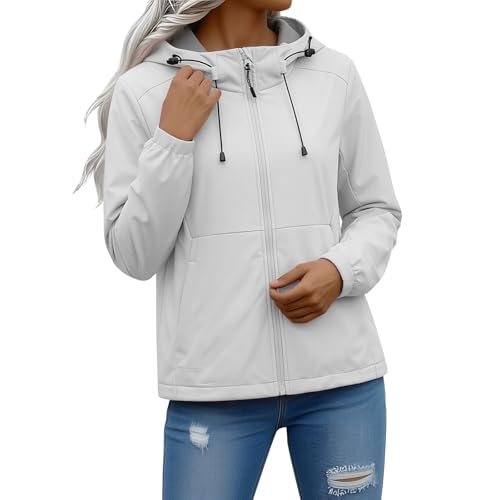 Cortavientos impermeable mujer con capucha y chaqueta de lluvia plegable casual para senderismo