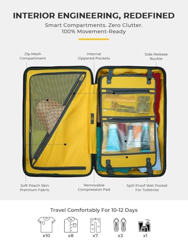 Image of EUME Aerotop Cabin + Classic Check-in Large Trolley Bag Set of 2 | Aerotop Top Open Cabin Suitcase with Laptop Compartment + 75cm Large Check-in Luggage | Polycarbonate | TSA Lock | Black