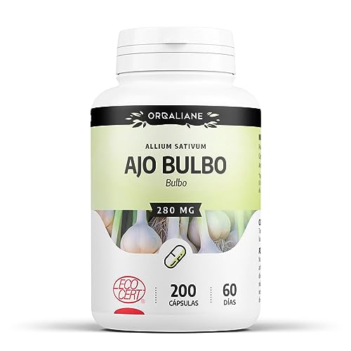 Ajo bulbo Orgánico - 750 mg/día - Allium sativum - 200 cápsulas | Premium, Natural & Formato Ahorro