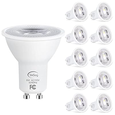 SikSog GU10 LED Light Bulb 5000K Daylight White,70W Halogen Equivalent, Non Dimmable, 120° Beam Angle Flood Lights, LED Bulbs for Recessed Track Lighting 720LM, CIR?85, Pack of 10