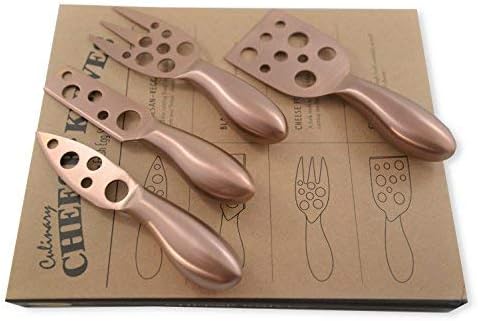 Best Premium 4 Piece Cheese Knife Set Knives Designed to Cut, Slice, Shave, Spread and Serve for All Types of Hard and Soft Cheeses. Perfect Gift and Excellent Color Options