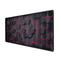 RiaTech Large Size (600mm x 300mm x 2mm) Hexagonal Print Speed Type Extended Gaming Mouse Pad with Stitched Embroidery Edge, Premium-Textured Mouse Mat, Mousepad for Laptop/Computer- Black