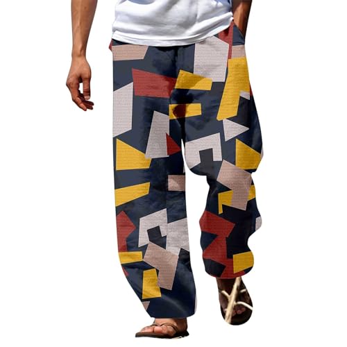 Pantalon de plage imprimé 3D géométrique rayures élasthanne homme