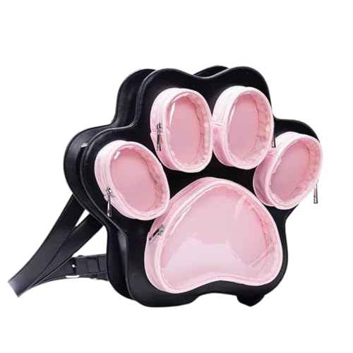 Cat Paw Anime Backpack - Kawaii Bag for Pin Display Grunge Comic-con Shoulder Bag Therian Daypack Itabag Y2k Backpack (Pink)