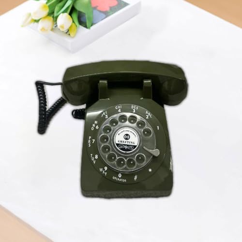 Teléfono retro giratorio grabador para bodas verde miniatura 4