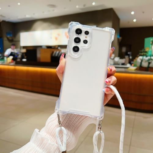 Coque Samsung S23 Ultra avec cordon étui bandoulière transparent antichoc 4 coins