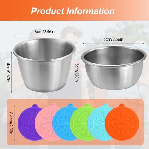 Image of 6x1.6 /2.4 Oz Salad Dressing Container To Go Condiment Containers Coverd Lids,Small Reusable Stainless Steel Sauce Containers For Lunch Boxes Picnics Travel Meal Prep Kitchen Storage (6PC-2.4oz)