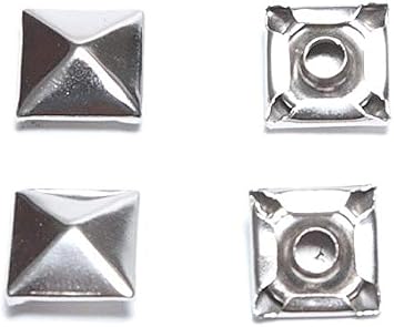 GoldStar Tool Pyramid Square Rivets Metal Rivet for Clothing Nickle, 5MM Set of 100