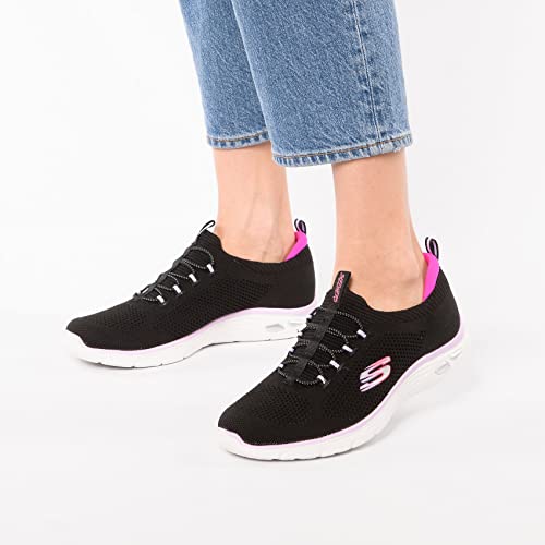 Skechers Women's Low-top Trainers, Black/Hot Pink, 8
