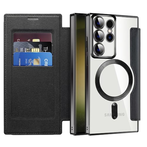 Image of SIYOPINPFY Case for Samsung Galaxy S24 Ultra, Flip Wallet Leather Case Card Slots RFID Blocking [Compatible with MagSafe] Shockproof Bumper Clear Back Phone Cover for Samsung S24 Ultra - Black JD