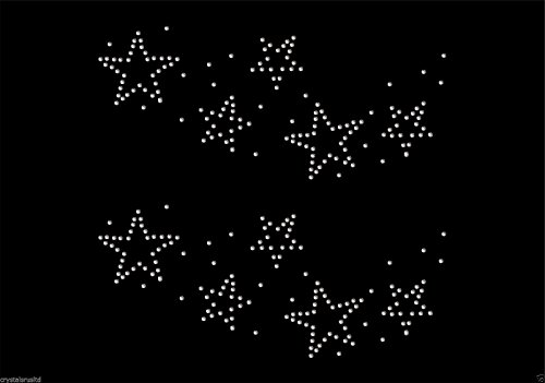Clear 2X Star Lace Iron On Rhinestone Transfer Crystal Hotflix t-Shirt Applique