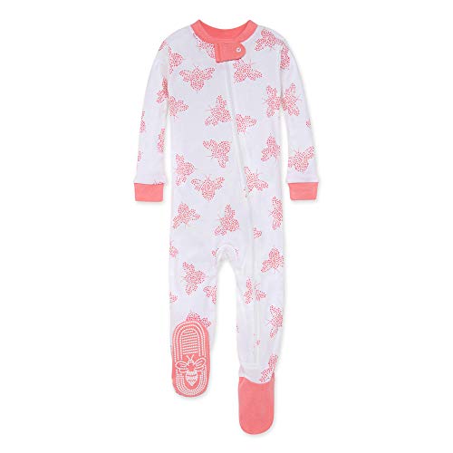 Image of Burt's Bees Baby Girls Pajamas, Zip Front Non-slip Footed Pjs, 100% Organic Cotton and Toddler Sleepers