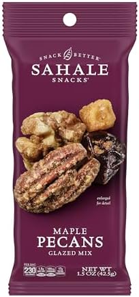 Sahale Snacks Maple Pecans Glazed Mix, 1.5 Oz Grab & Go Bags (18 Packs) Dry-Roasted, Deluxe Mixed Nuts with Cherries, Apples, Maple, and Cinnamon - Non-GMO, Kosher, and Certified Gluten-Free Snacks