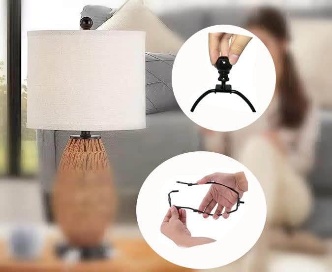 Miniatura 3 de Soporte de arpa de lámpara negro de 8 pulgadas con remates de lámpara y base de sillín estándar, 1 juego de soporte desmontable para pantalla de