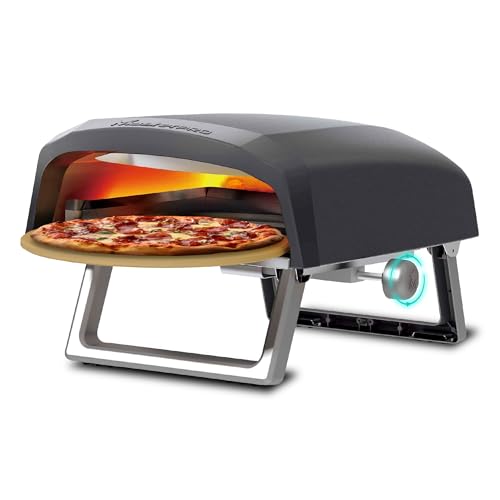 MasterPRO Napoli   Horno de pizza portátil a gas, cocción rápida y uniforme, potencia de hasta 500 °C, pizzas listas en 60 segundos, bolsa de transporte y bandeja de piedra incluida