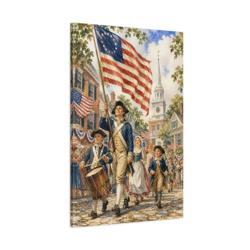 Impression sur toile parade américaine de qualité supérieure châssis épais 3 cm vertical