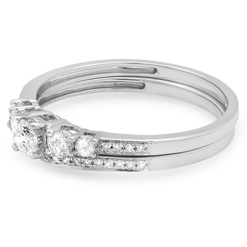 Dazzlingrock Collection 0.45 Cttw 10k Solid Gold Round Diamond Womens 5 Stone Bridal Engagement Ring Matching Band Set2
