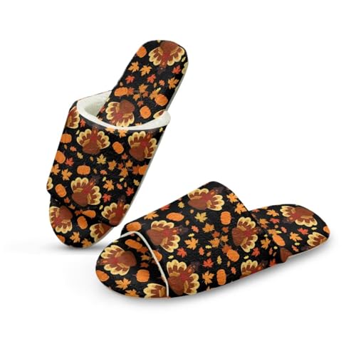Forchrinse Thanksgiving House Slippers for Women Fall Open Toe Indoor Slippers Comfortable Reusable Spa Guest Hotel Shoes