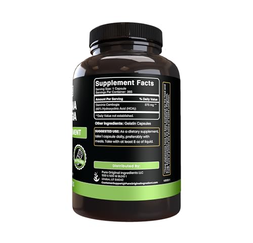 Image of PURE ORIGINAL INGREDIENTS Garcinia Cambogia, No Magnesium or Rice Fillers, Always Pure, Lab Verified (365 Count)